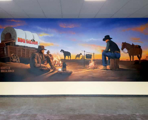 KOarts_Graffiti_Innenraumgestaltung_Cowboys_BBQ-Saloon_Wandbild